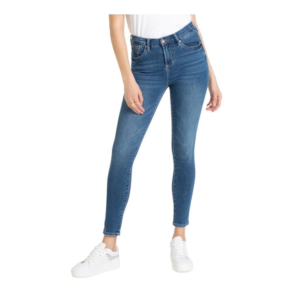 Dear John Olivia Medium Wash Super High Rise Distressed Skinny Jeans SZ 27 BNWT